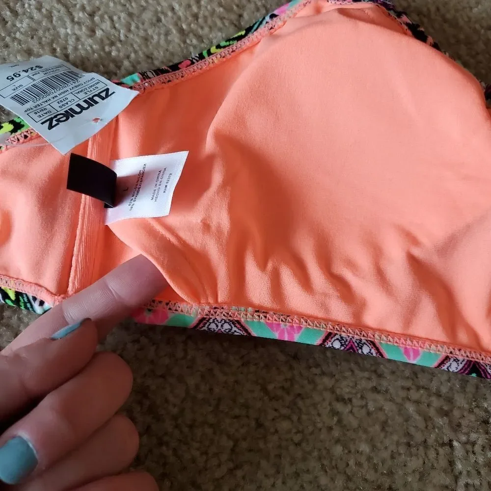 NWT Zumiez Trillium NWT neon print bikini top
